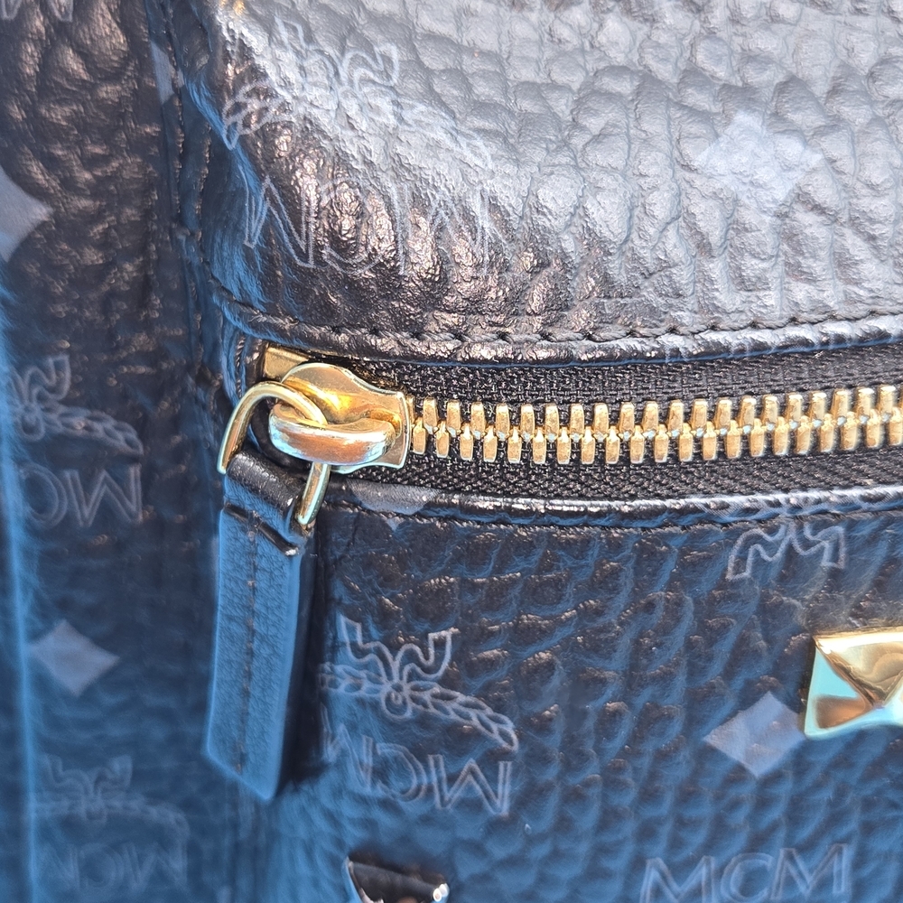 MCM Black and Gold Studded Backpack - Picture 11 of 16